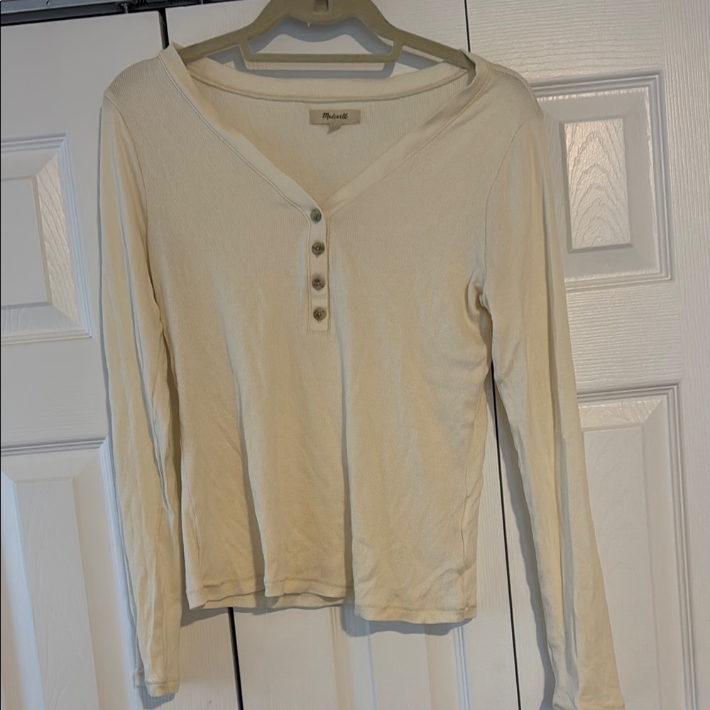 Madewell Cream Long Sleeve Henley